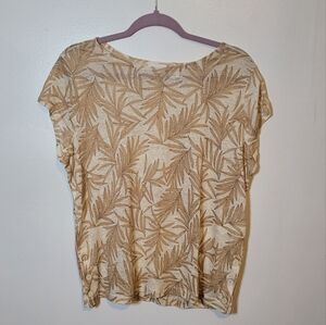 Nicole Miller Beige Linen Palm Top Size Large